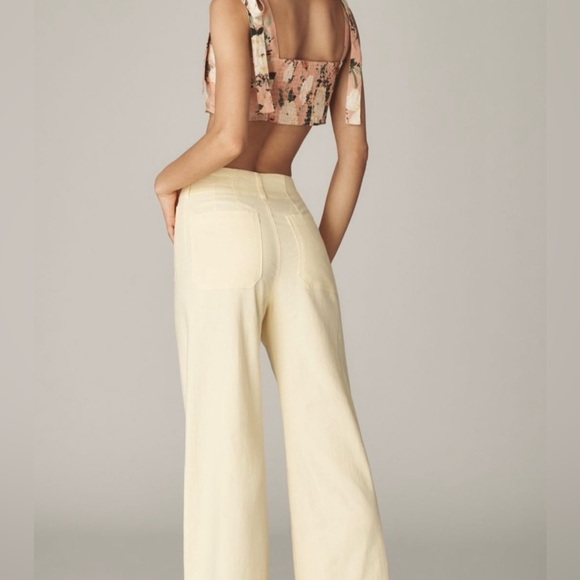 Maeve - Colette Beachy Linen Full-Length Wode-Leg Pants - 28 - Butter Yellow - Picture 4 of 9